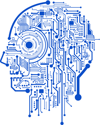 AI brain in blue color
